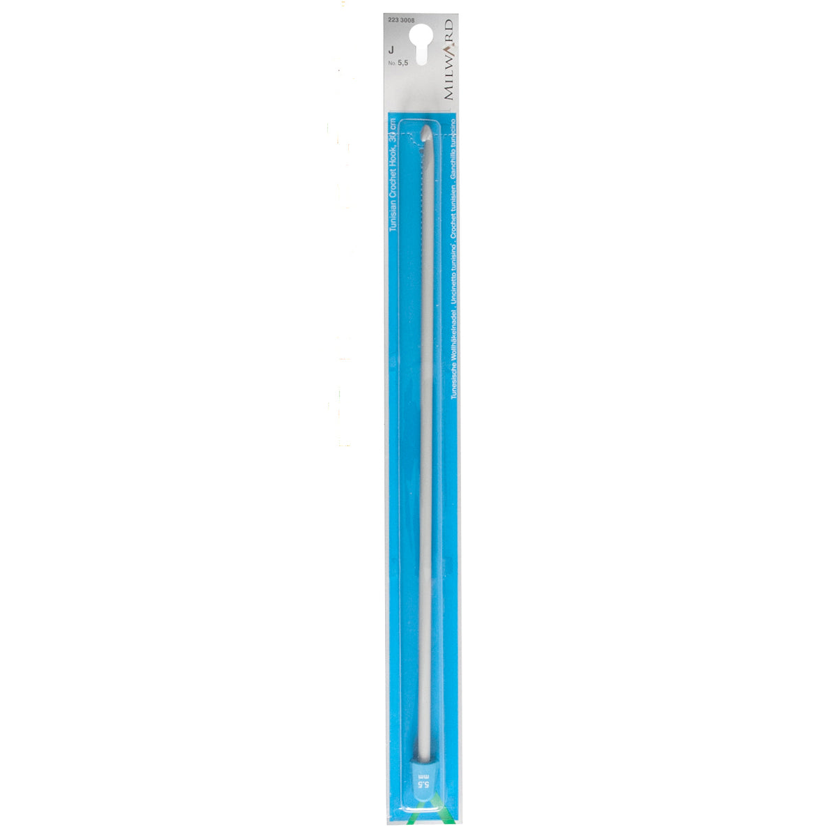 Milward grey 5.5mm Tunisian crochet hook, 30cm long with knob end