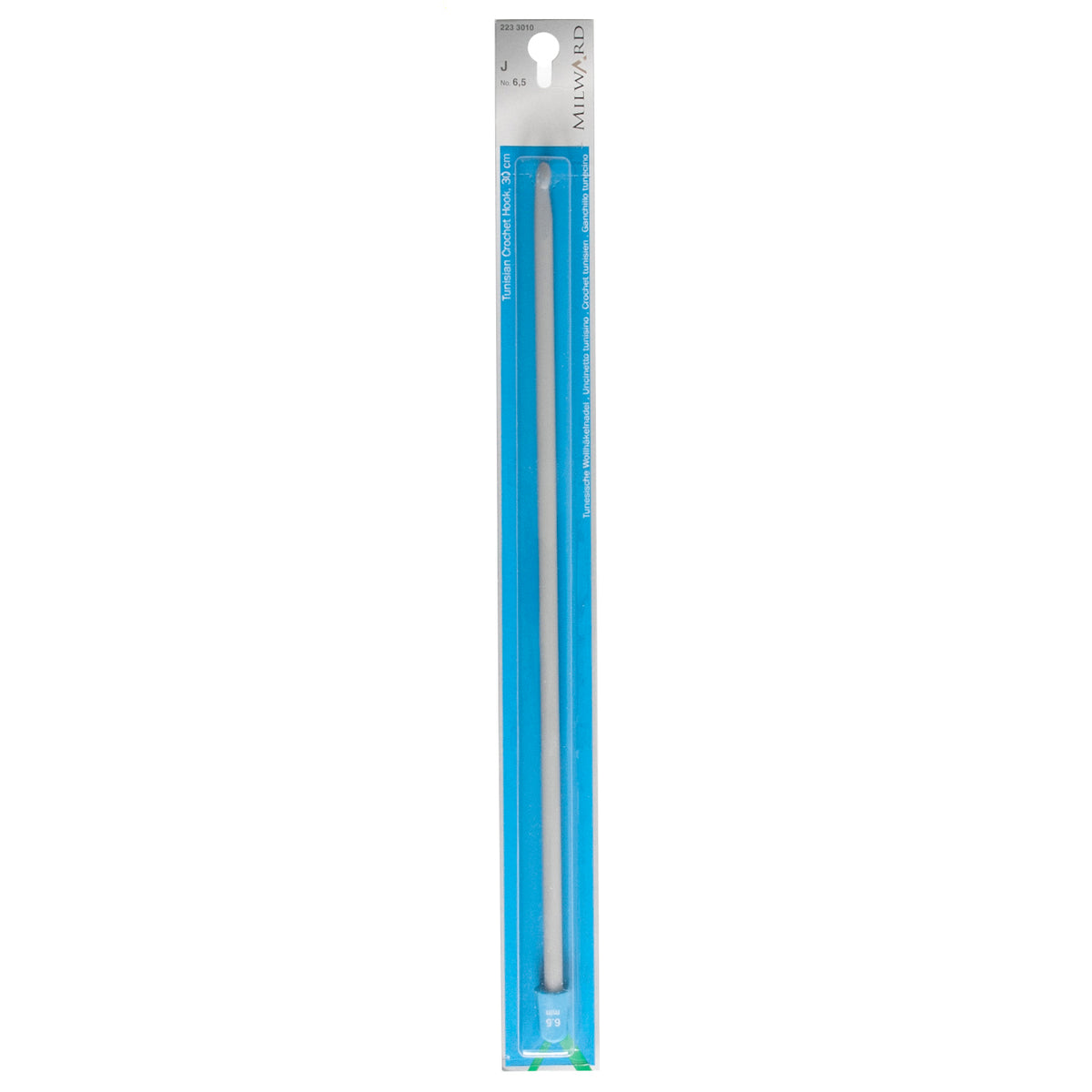 Milward grey 6.5mm Tunisian crochet hook, 30cm long with knob end