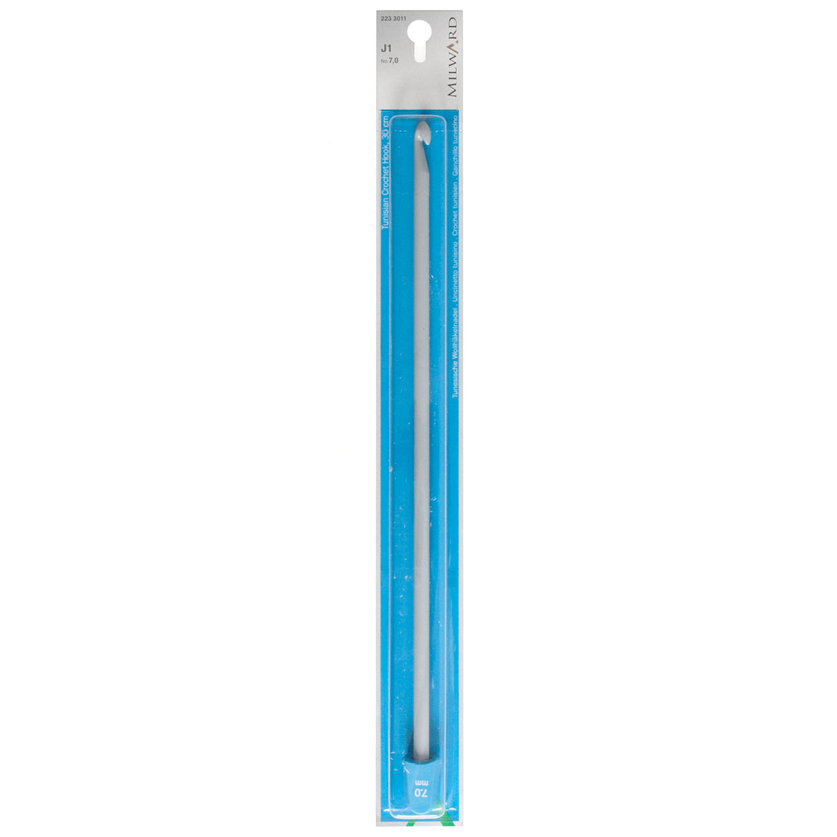 Milward grey 7mm Tunisian crochet hook, 30cm long with knob end