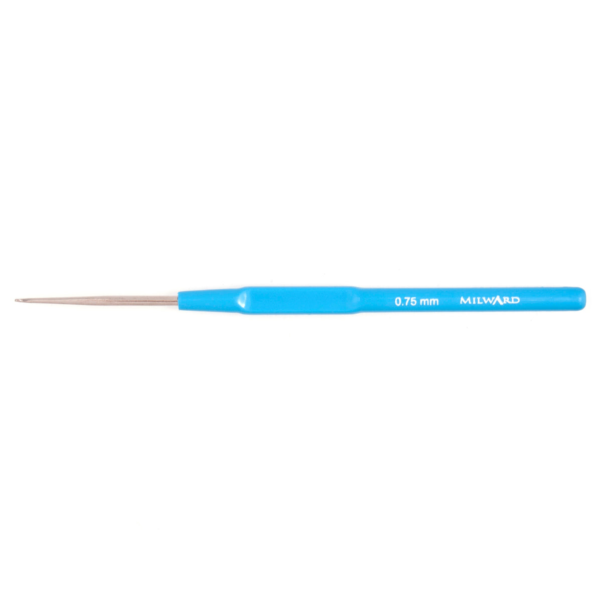 Milward 0.75mm steel crochet hook with plastic handle
