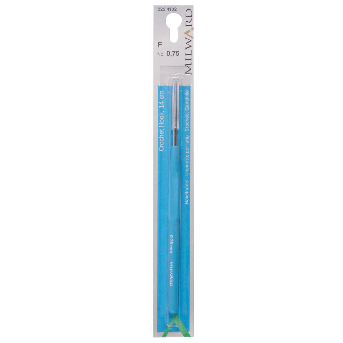 Milward 0.75mm steel crochet hook with plastic handle