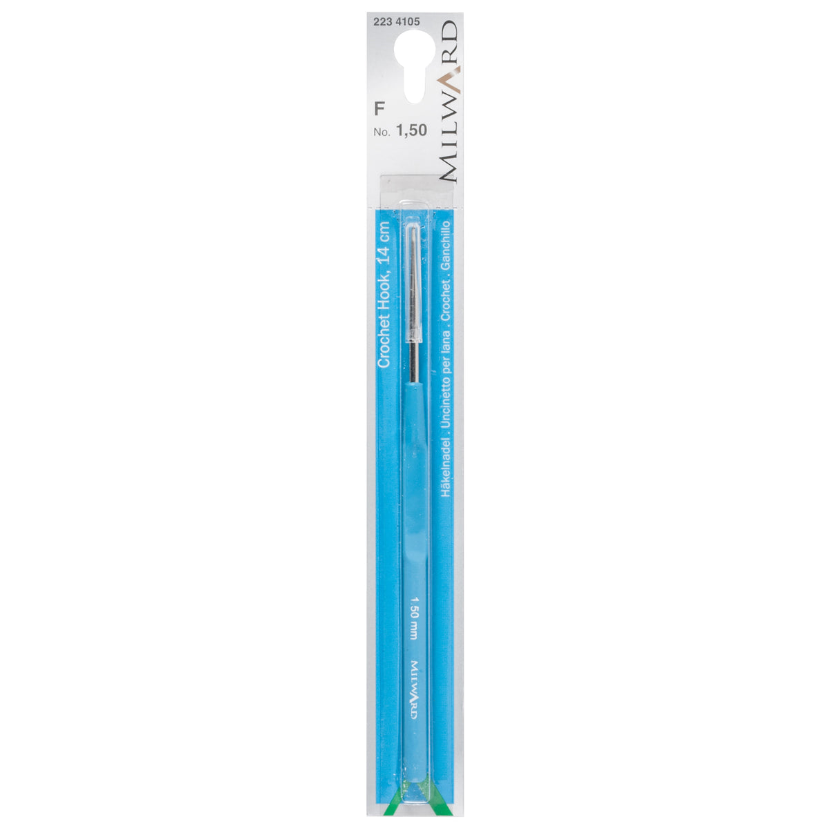 Milward 1.5mm steel crochet hook with plastic handle