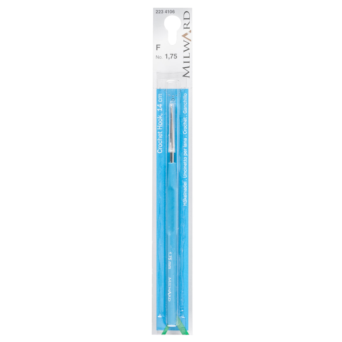 Milward 1.75mm steel crochet hook with plastic handle