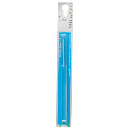 Milward 2mm pearl grey aluminium crochet hook with plastic handle