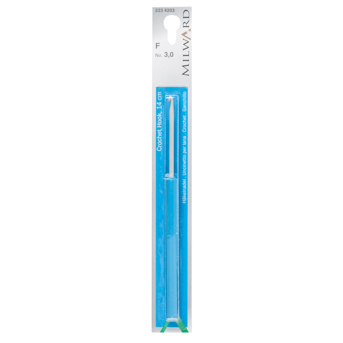 Milward 3mm pearl grey aluminium crochet hook with plastic handle