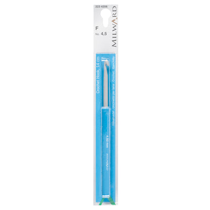 Milward 4.5mm pearl grey aluminium crochet hook with plastic handle