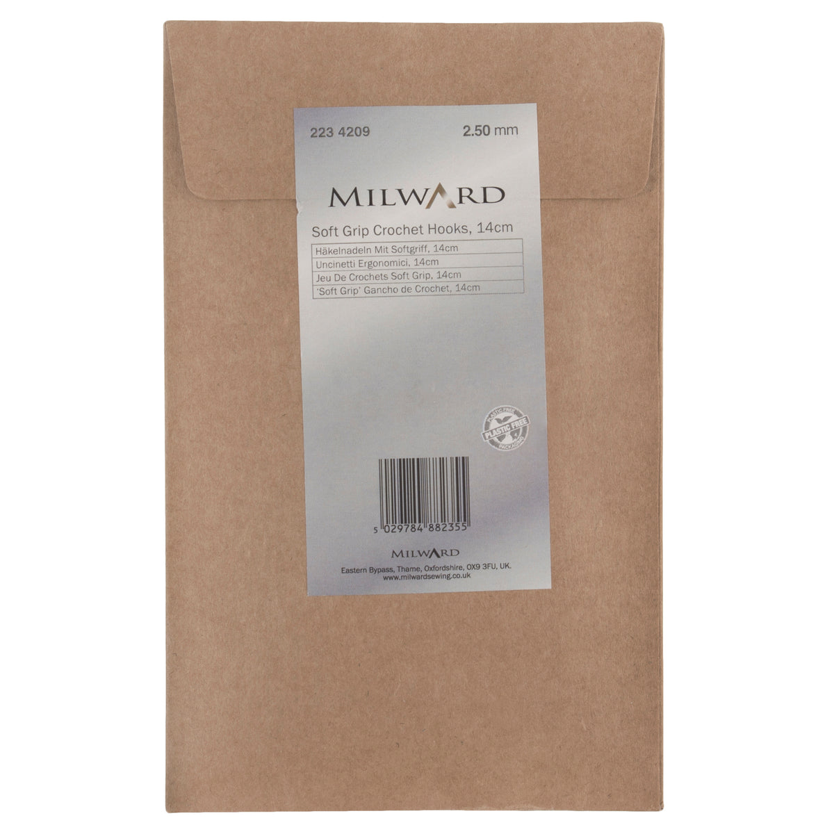 Milward 2.5mm crochet hook with orange soft grip handle