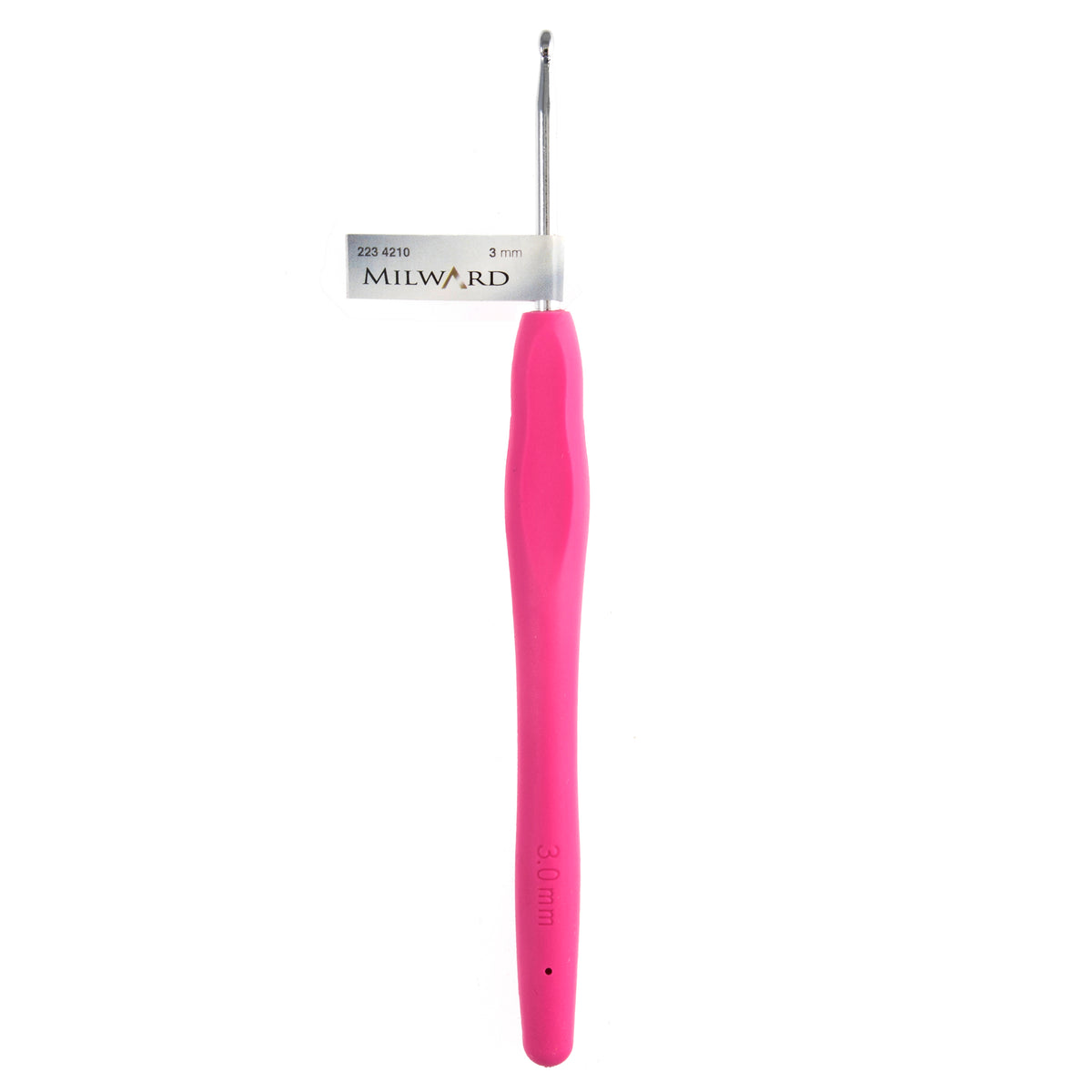 Milward 3mm crochet hook with pink soft grip handle
