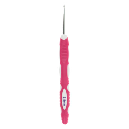 Milward 3.5mm aluminium crochet hook with colourful soft grip handle