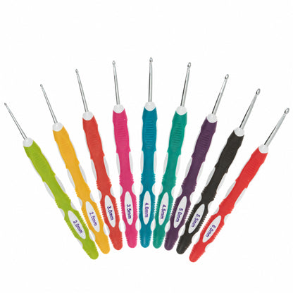 Milward soft grip crochet hook set in a zipped fabric case