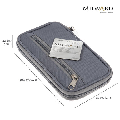 Milward soft grip crochet hook set in a zipped fabric case