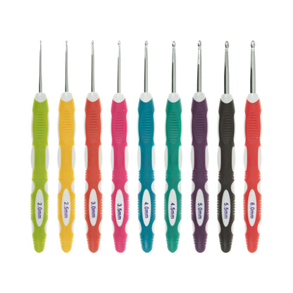Milward soft grip crochet hook set in a zipped fabric case