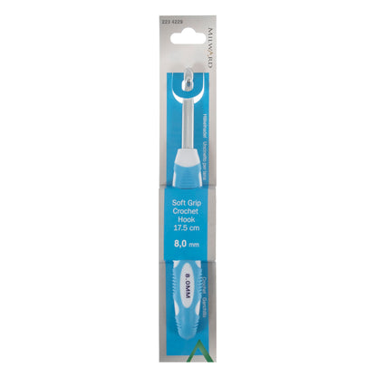 Milward 8.00mm crochet hook with coloured soft-grip handle