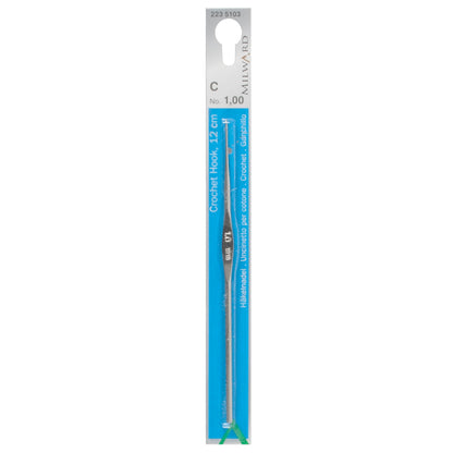 Milward 1.00mm steel crochet hook, 12cm long