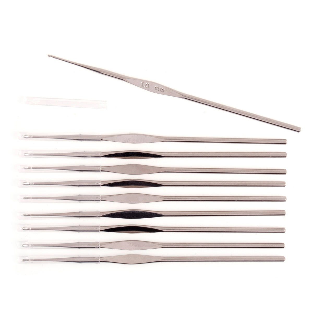 Milward 1.00mm steel crochet hook with protective cap