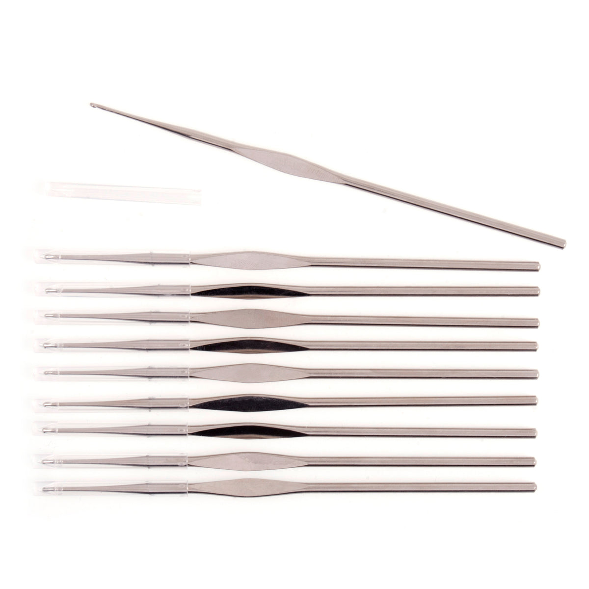 Milward 1.25mm steel crochet hook with protective cap