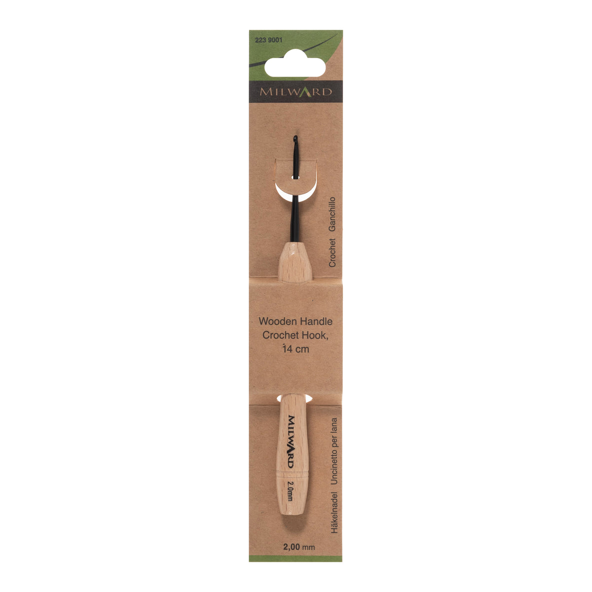 2mm crochet hook with beech wood handle