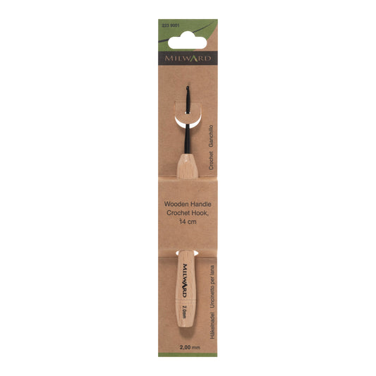 2mm crochet hook with beech wood handle