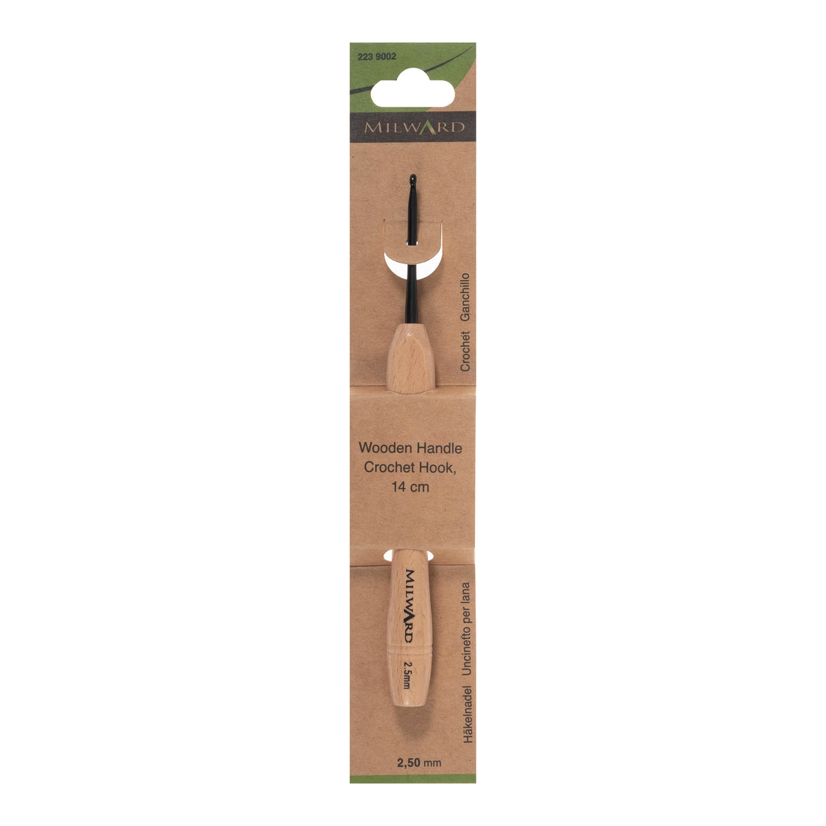 2.5mm crochet hook with beech wood handle