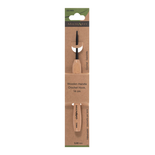 3mm crochet hook with beech wood handle