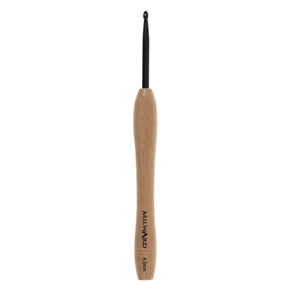 Milward 4mm crochet hook with beech wood handle
