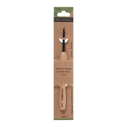 Milward 4mm crochet hook with beech wood handle