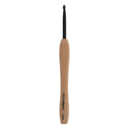Milward 4.5mm crochet hook with beech wood handle