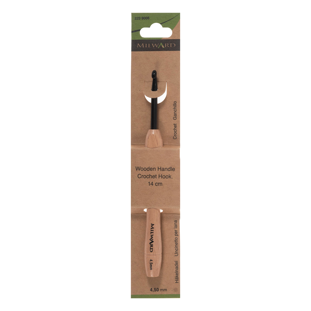 Milward 4.5mm crochet hook with beech wood handle