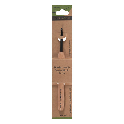 Milward 4.5mm crochet hook with beech wood handle