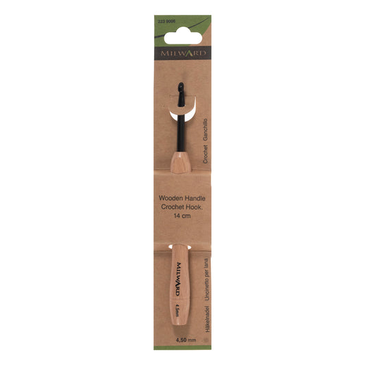 Milward 4.5mm crochet hook with beech wood handle
