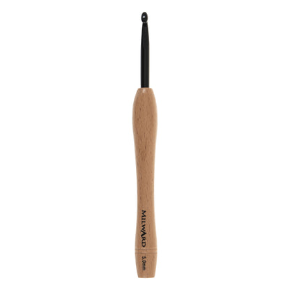 Milward 5mm crochet hook with beech wood handle