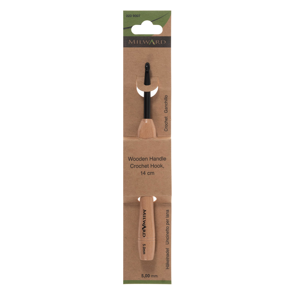Milward 5mm crochet hook with beech wood handle