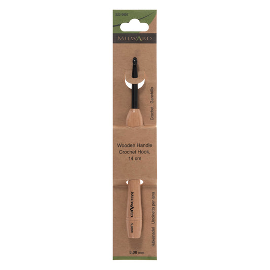 Milward 5mm crochet hook with beech wood handle