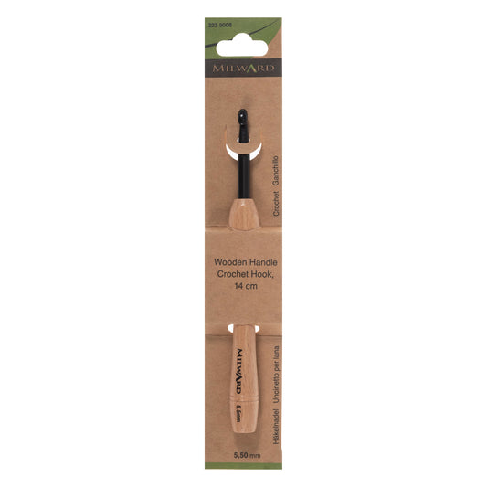 Milward 5.5mm crochet hook with beech wood handle