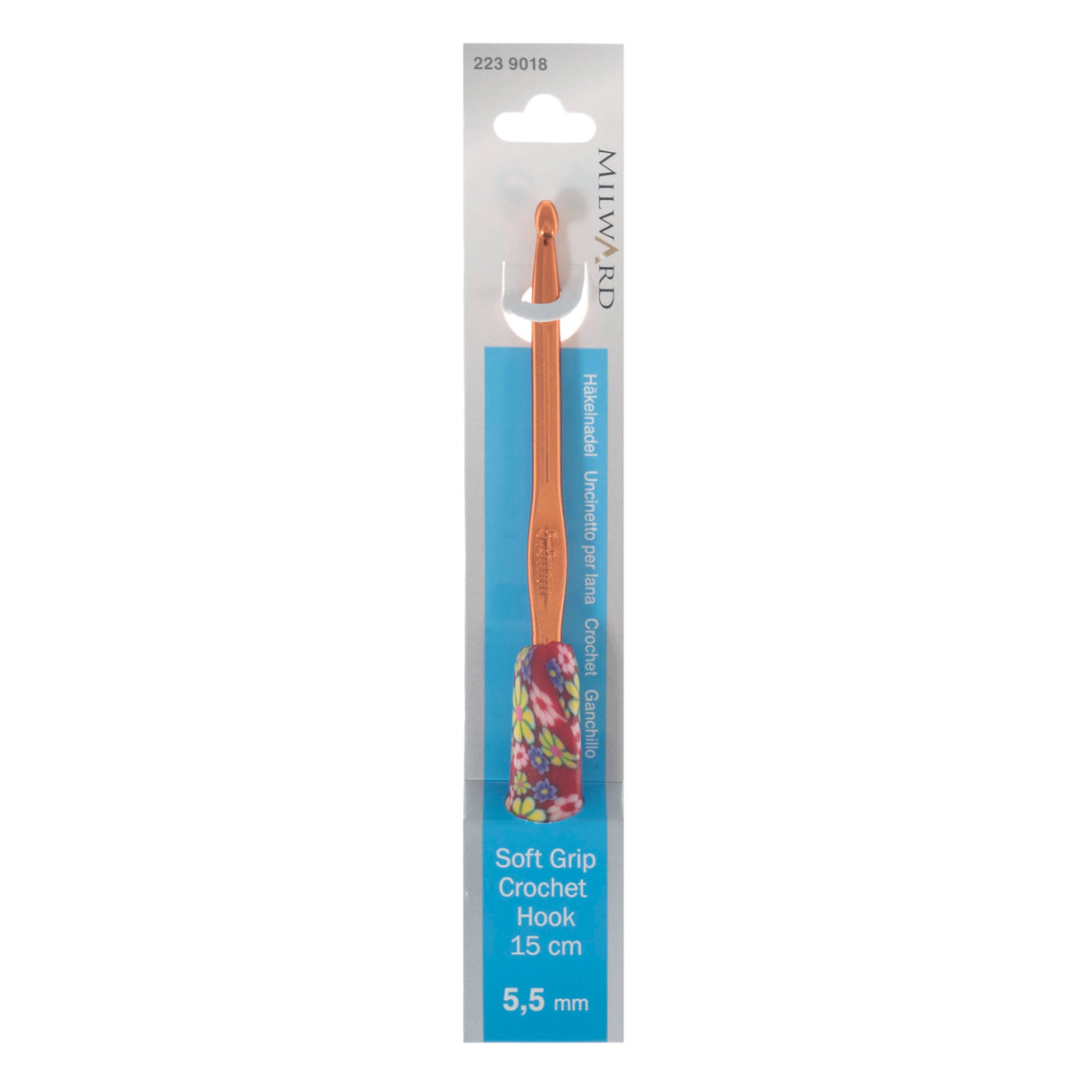Milward 5.5mm crochet hook with patterned polymer clay handle