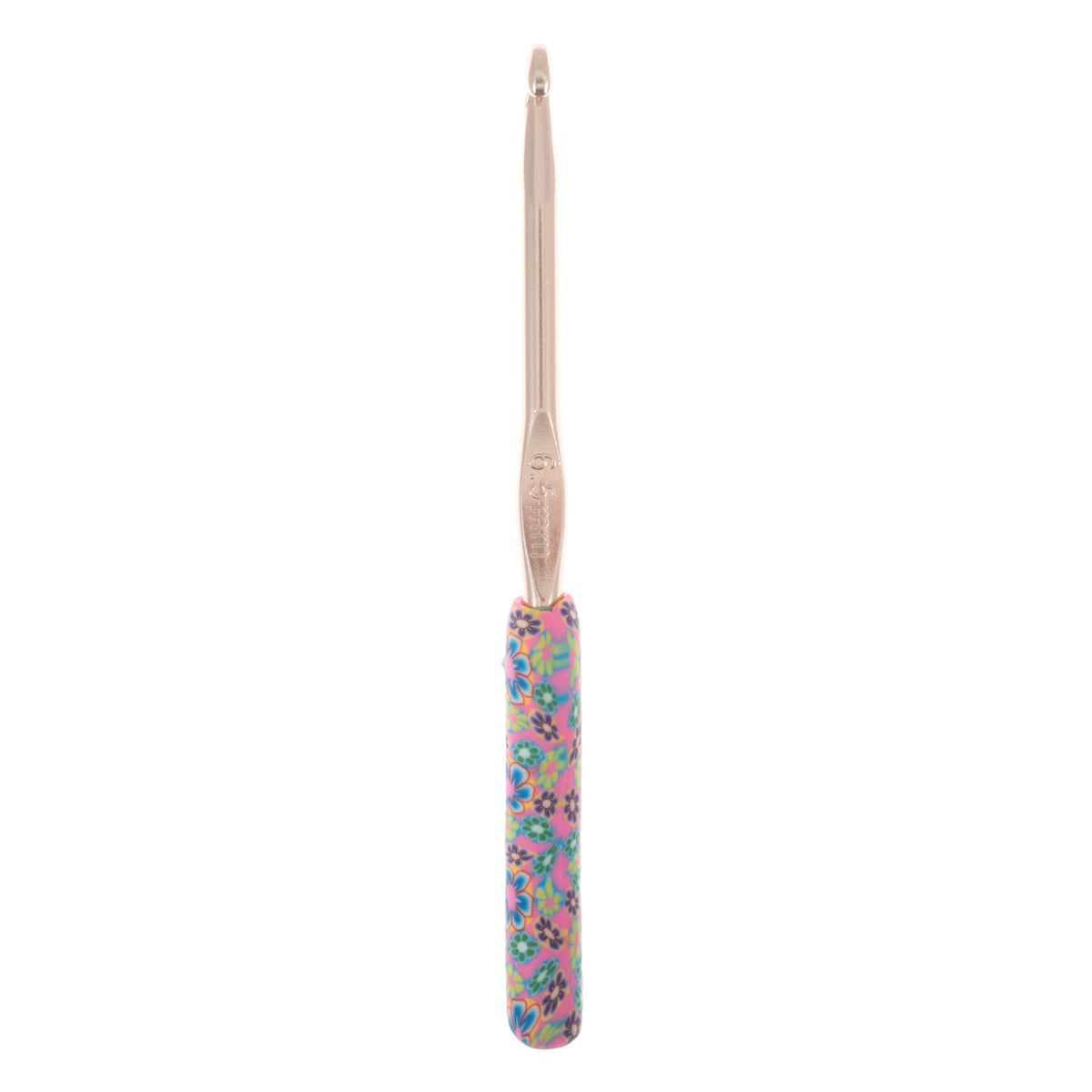 Milward 6.5mm crochet hook with patterned polymer clay handle