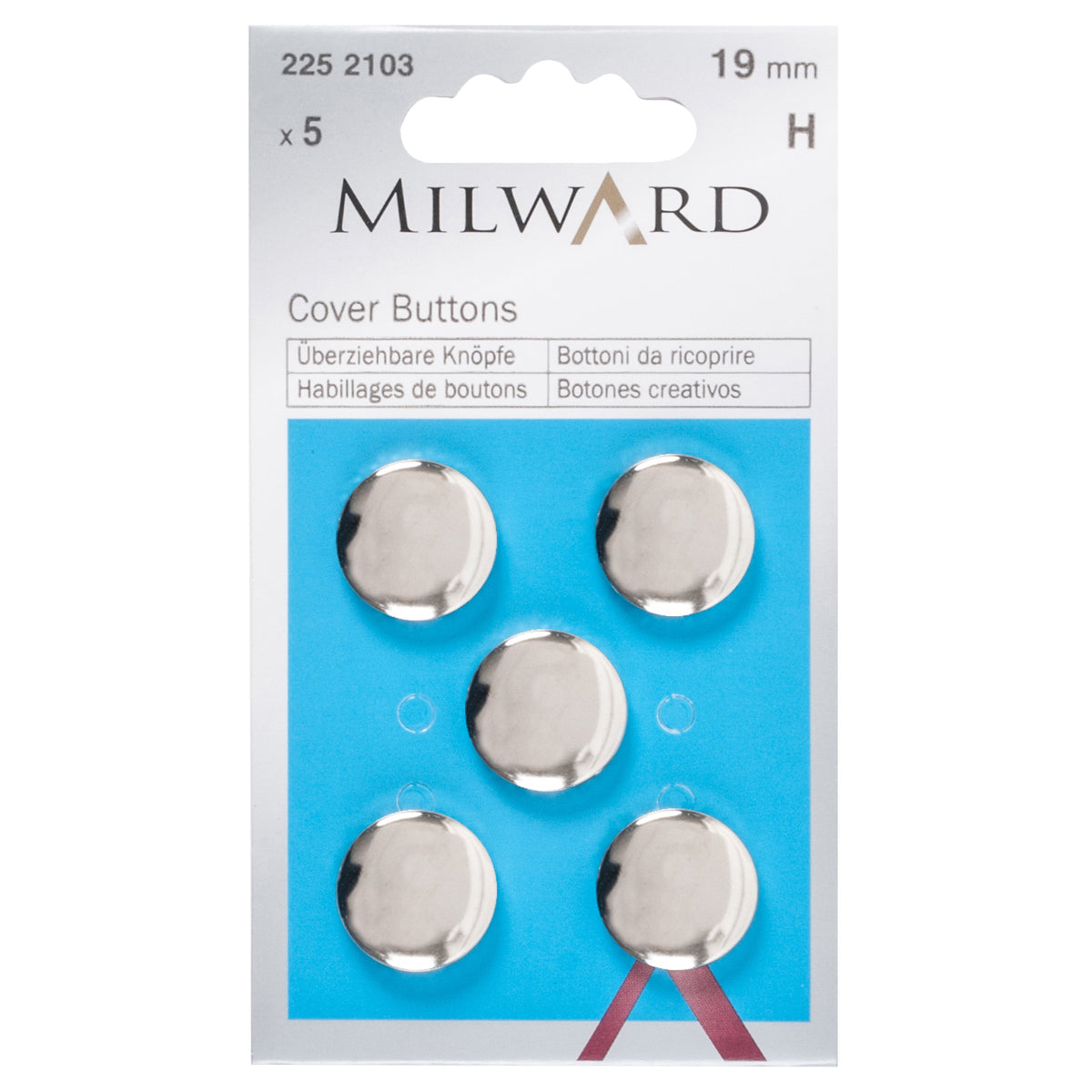 Silver 19mm self cover button fronts and backs