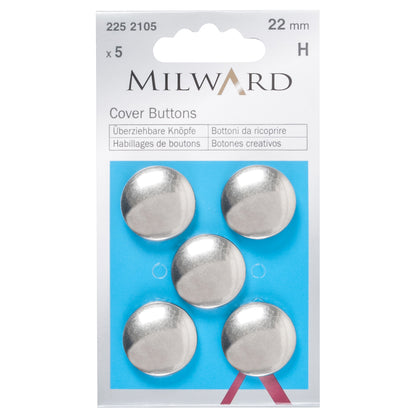 Silver 22mm self cover button fronts and backs