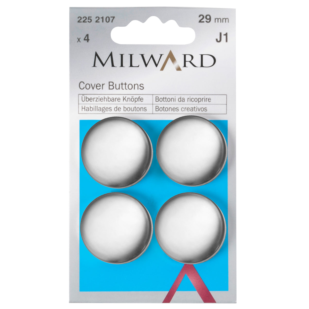 Silver 29mm self cover button fronts and backs