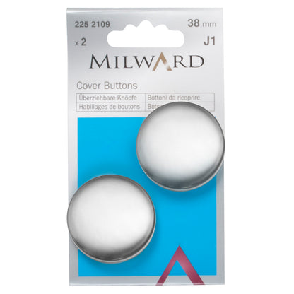 Silver 38mm self cover button fronts and backs