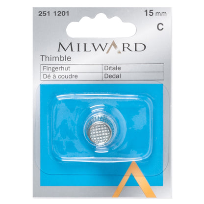 Metal sewing thimble in Milward packaging