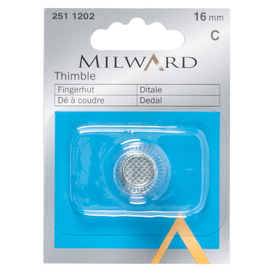Metal sewing thimble in Milward packaging