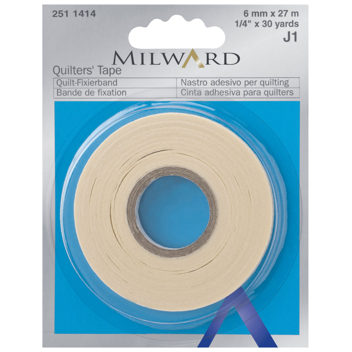 Roll of narrow quilter's tape in Milward packaging