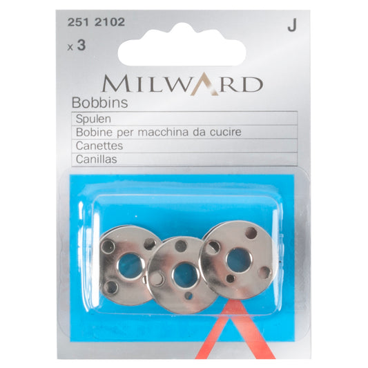 Three metal Class 66K bobbins in Milward packaging