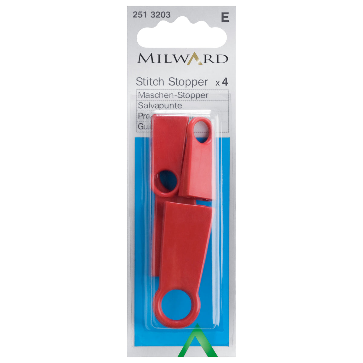 Plastic knitting needle point protectors in Milward packaging
