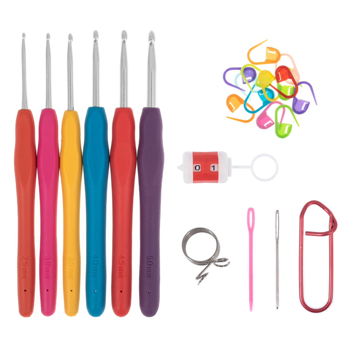 Milward crochet accessory set with hooks in a storage box