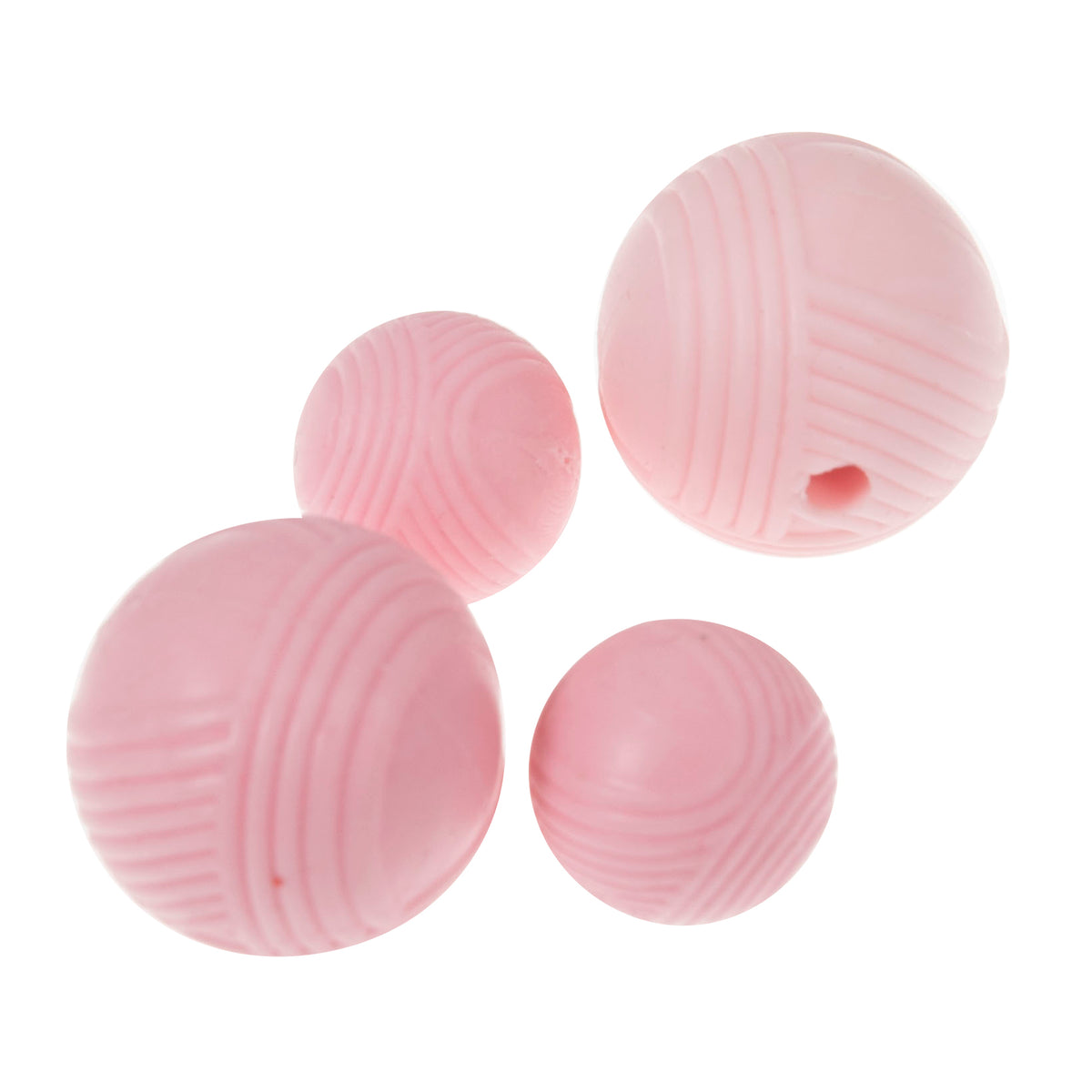 Four yarn ball shaped knitting needle point protectors