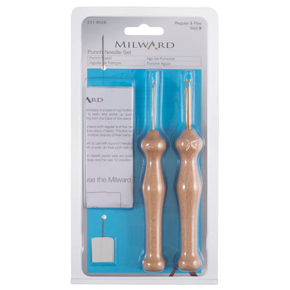Milward size 9 punch needle set with maple handles