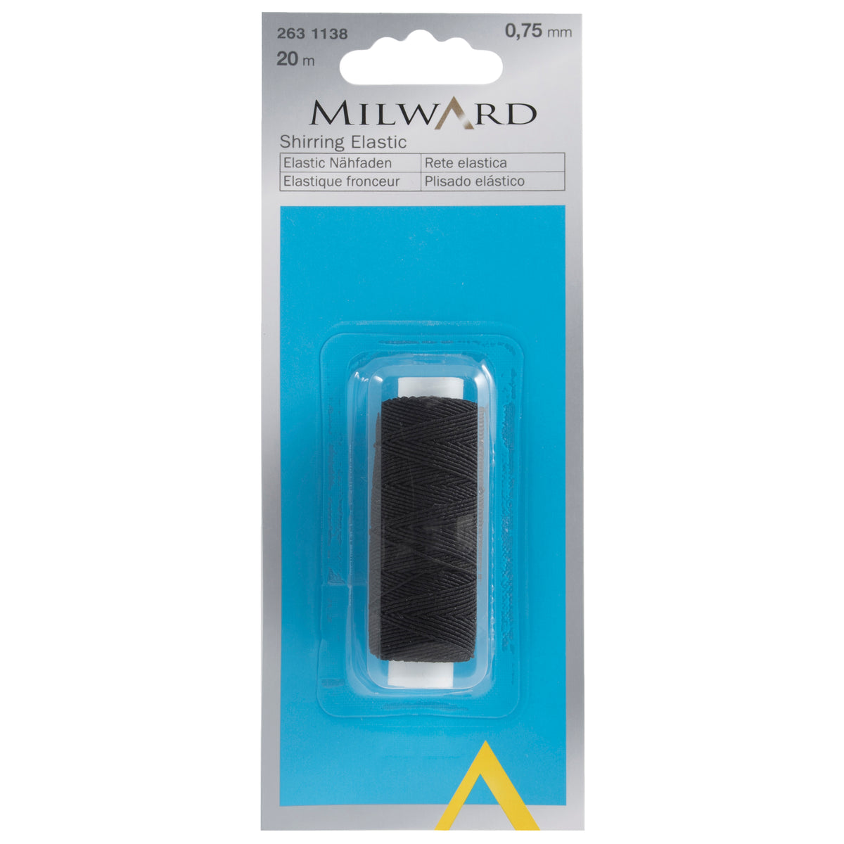 Spool of black shirring elastic