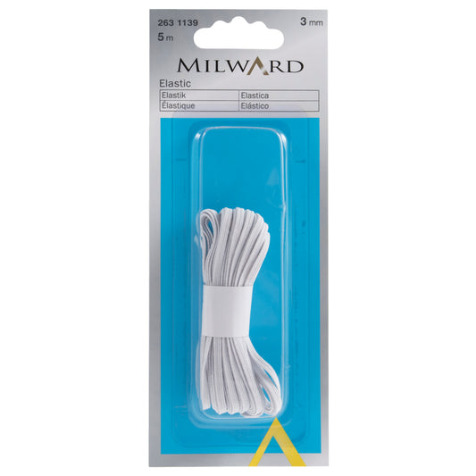 White 3mm braided elastic